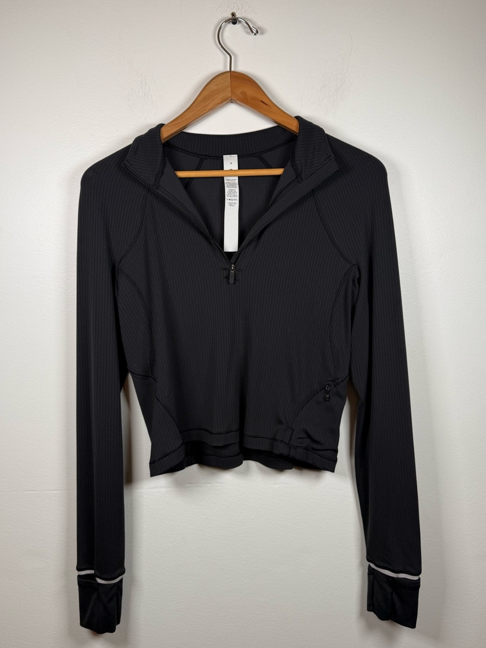 Lululemon Its Rulu Run Cropped Ribbed Half Zip Black 8 - Picture 4 of 7